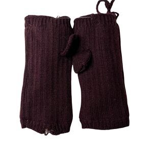 Hat Attack Burgundy Knit Fur Lined‎ Handwarmers New